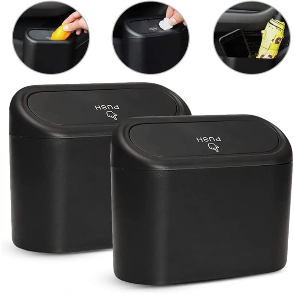 2 st Mini-sopkorg, Multifunktionell Bil-sopkorg med lock-Vatten