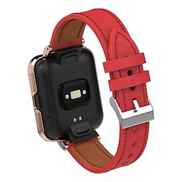 Læder Urrem Til Xiaomi Redmi Watch 2 (Rød)