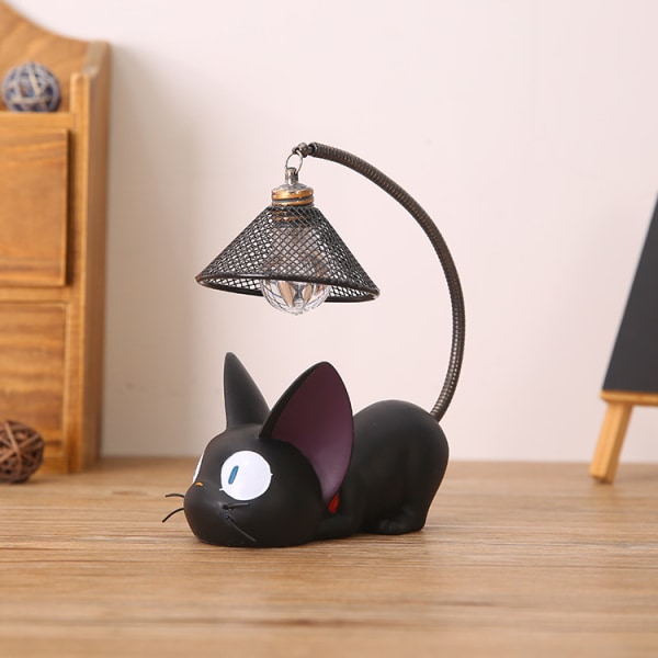 Svart kattlampa, LED svart kattlampa figur kattlampa, kreativ re