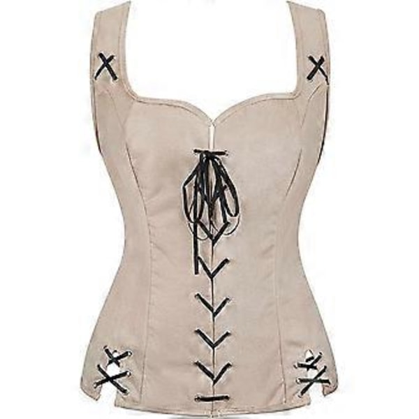 Dame Pirat Punk Vest Livstykke Cosplay Vest (XL Beige)