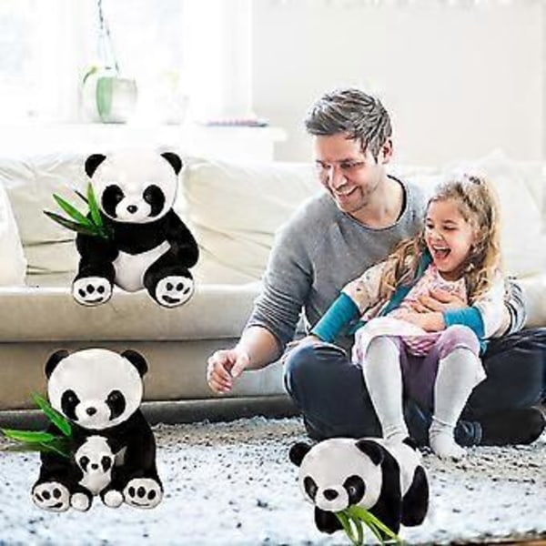 Panda Pehmolelut Söpöt Lasten Eläinnuket Bambu Panda Koti Toimisto Koristetarvikkeet (25cm äiti ja poika)