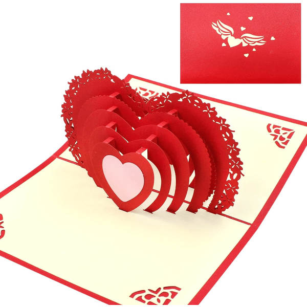 3D pop-up kort med konvolutt, bursdag, morsdag, bryllup, va
