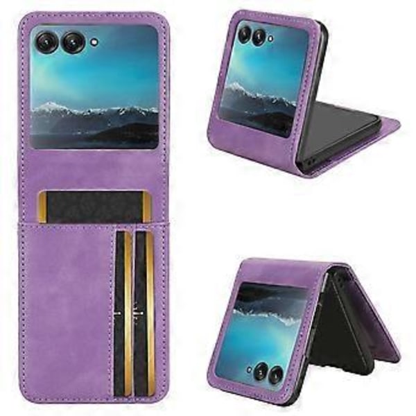 Skyddande Skal för Motorola Razr 40 Ultra 5G - Hård PC + PU-Läder med Kortfack (Stil B)