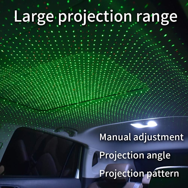 USB-nattlysstjerneprojektor, 2 i 1 automatisk biltak LED-lys, A