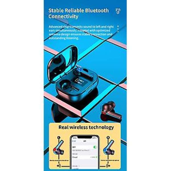 Bluetooth 5.0 Ørepropper Trådløse Hodetelefoner Vanntett for Iphone Samsung Android( )