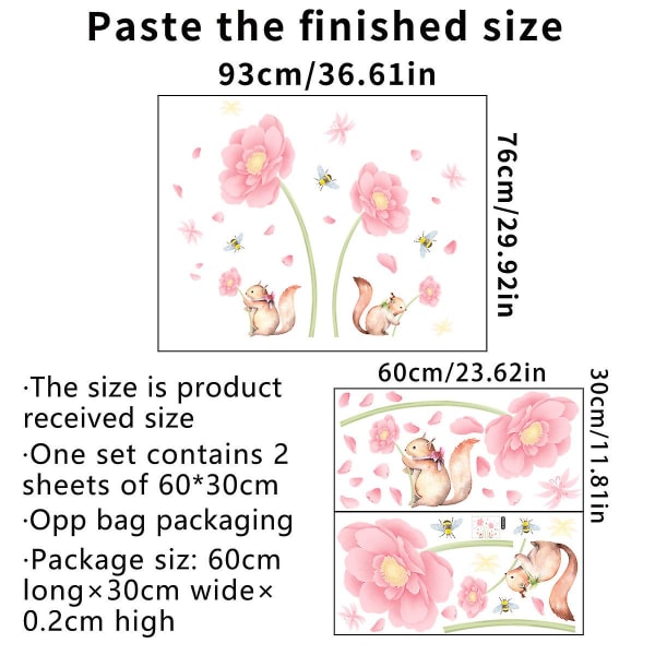 （30*60cm）Wall Stickers Flowers Bee Wall Stickers Living Room Ba