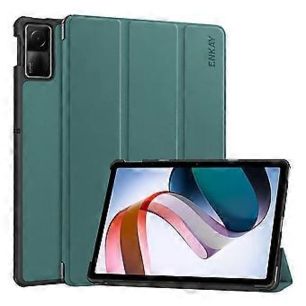 ENKAY Läder Stativfodral För Redmi Pad SE 11.0 (Mörkgrön)