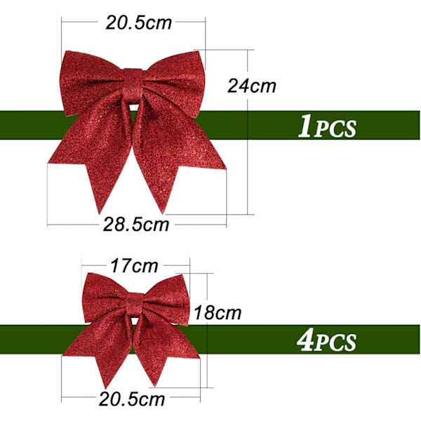 5PCS Julebåndssløyfe 24cm Stor Størrelse Julebuer Bånd B