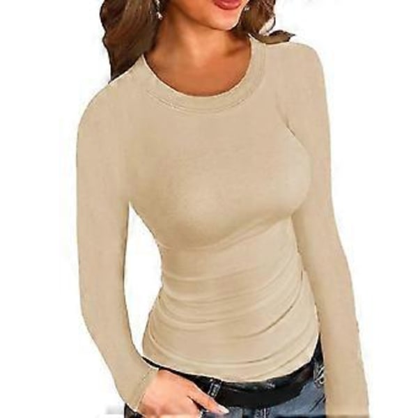 Naisten pitkähihainen slim fit -paita Mukava lämpöalusasua jokapäiväiseen käyttöön (XL Khaki)