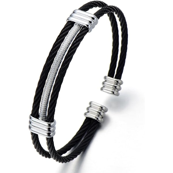 Mænd Kvinder Rustfrit Stål Twisted Kabel Justerbar Manchet Armbånd Br