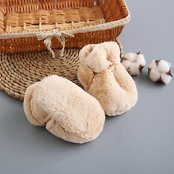 Baby Tecknade Plysch Bomull Småbarnsskor, Baby Pojkar Flickor Halkfria Mjuka Sula Varma Vinterskor (S Khaki)