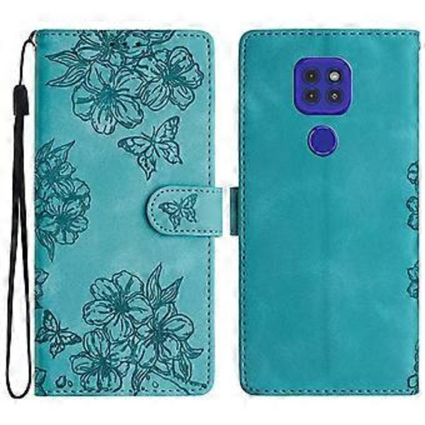 Kirsikan kukka PU-kotelo Motorola Moto E7 Plus:lle (Vihreä)