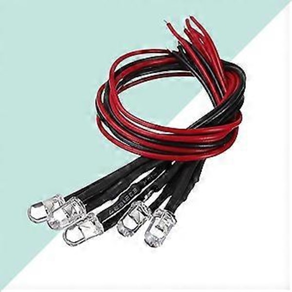 10 stk. 12V 5mm Præ-kablet Rund Form Pære Lampe LED Blinkende Lys (Rød)