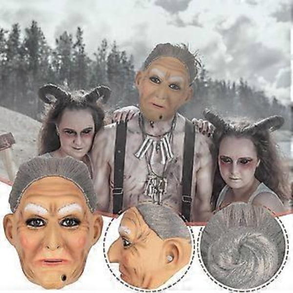 Flot Gammel Mand Maske Halloween Dekoration Horror Sjov Latex Fuld Hovedbeklædning Sjov Horror Maske