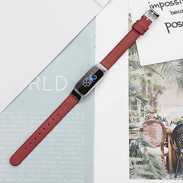 Fitbit Luxe -nahkainen ranneke S (Punainen)