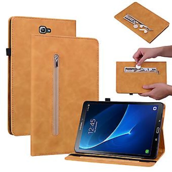 Lynlås Læder Tablet Etui Til Samsung Galaxy Tab A 10.1 2016/T580/T585 (Gul)