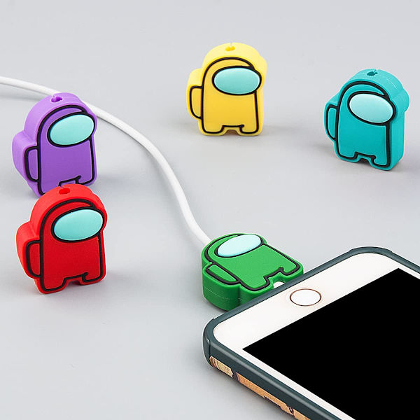 Søt kabelbeskytter for iPhone-lader, 5 stk. Tegneserie-anime-lader*