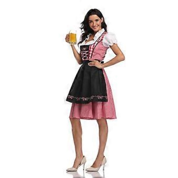 Naisten Oktoberfest Oluttyttö Puku Baijerilainen Perinteinen Dirndl Mekko Karnevaali (XL Musta)