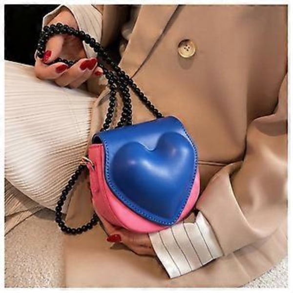 Messenger Bag, Dam Väska Hjärta Söt Hjärta Formad Crossbody Väska Mini Dam Kedja Clutch Axelväskor Handväskor