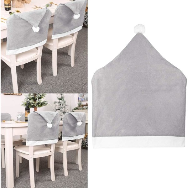 4 Pieces Gray Classic Christmas Chair Back Cover with Christmas H