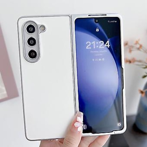 Metall Patent PU-fodral för Samsung Galaxy Z Fold4 5G (Vit)