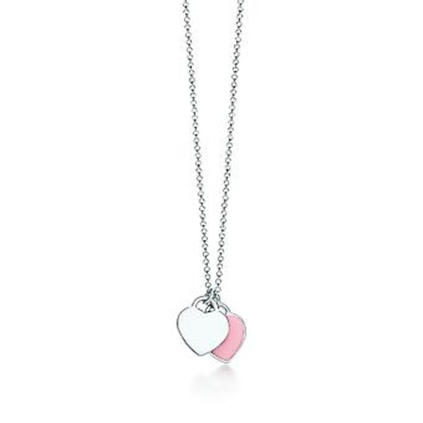 Klassisk Halskjede Dobbelt Hjerte 925 Sterling Sølv Henger (1 Stykke, Rosa) ( )