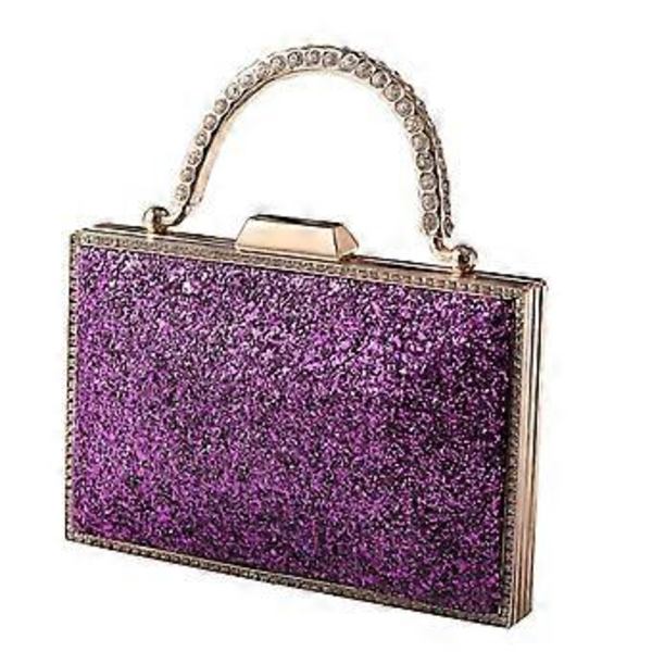 Hienostunut iltalaukku olkalaukku käsilaukku kimaltelevilla kuvioilla ja ketjulla häihin ja juhliin Purple(Purple)