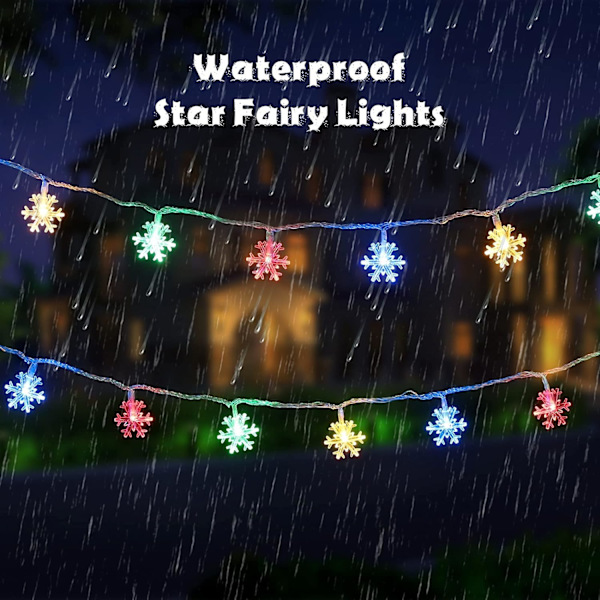 Julslingor, snöstjärneformade ljusslingor 100 LED 33FT ljusslinga