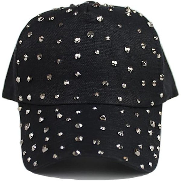 Justerbar Åndbar Rhinestone Baseballkasket til Kvinder Bling Seq*