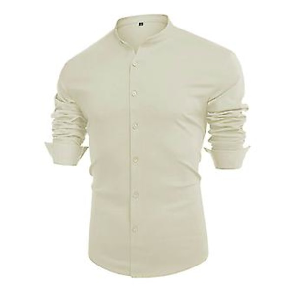Herrar Hösttröja Slim Fit Knapp Stå Krage Enfärgad Enkelknäppt Mjuk Cardigan Formell Business Herr Toppar för Arbete (L Aprikos)