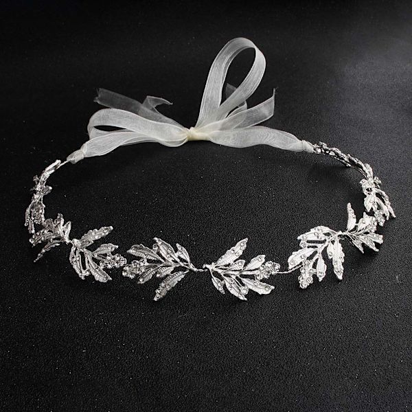 Brudkrona bröllopshår strass legering blad accessoar