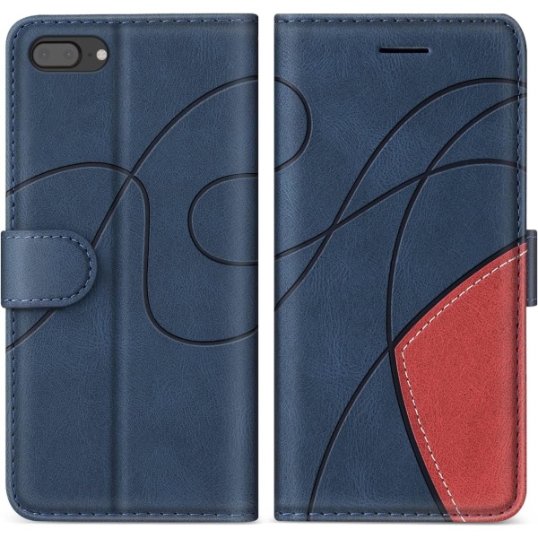 （Blå） Case för iPhone 7 Plus/iPhone 8 Plus, PU-läderplånboksfodral