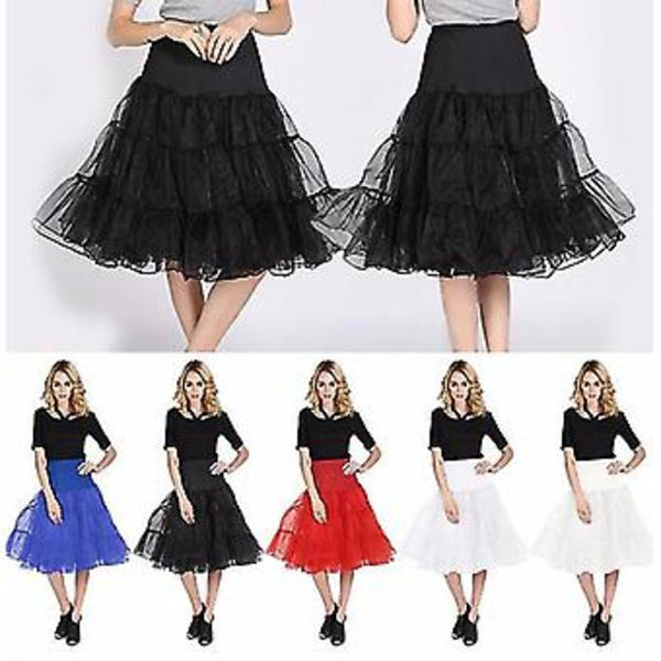 26\" Retro Underkjol/50-tals Swing Vintage Petticoat/Rockabilly Tutu/Fint Nätkjol (Small-Medium 6-14 Blå)