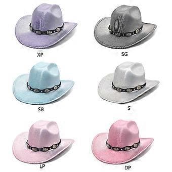 Glitrende Glitter Cowboy Hat Ridderhat til Polterabend Ridderhat Alsidig til Klubscene Bar Sølv (Sølv)