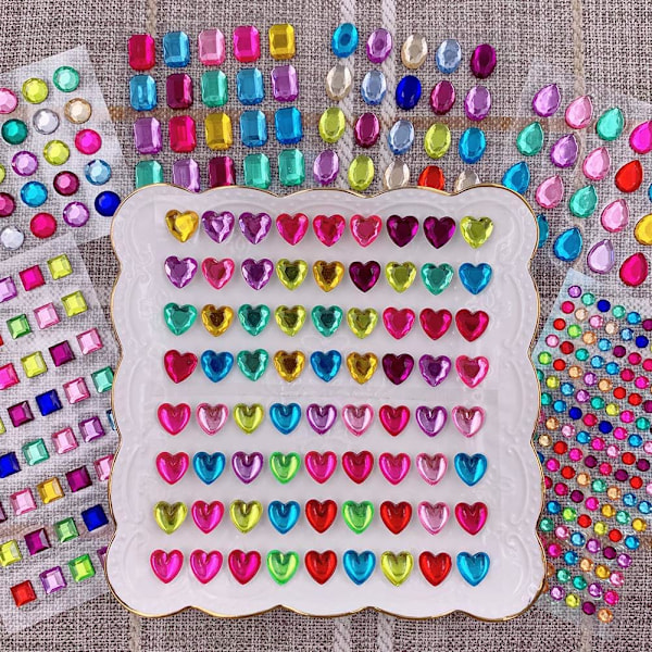 8 st Smyckesdekaler Gem Dekaler Strass Dekaler Gem