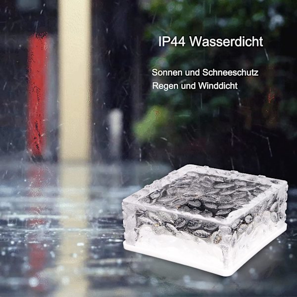 2 st 6 kullersten glas solpärlor (10x10x5,5cm) - Varmvitt ljus - På/av ljussensor -