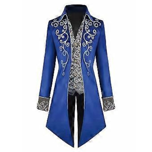 Halloween Steampunk Gothic Kirjailtu Viktoriaaninen Takki Vintage Fraki Keskiaikainen Takki Renaissance Puku Miehille (L musta)