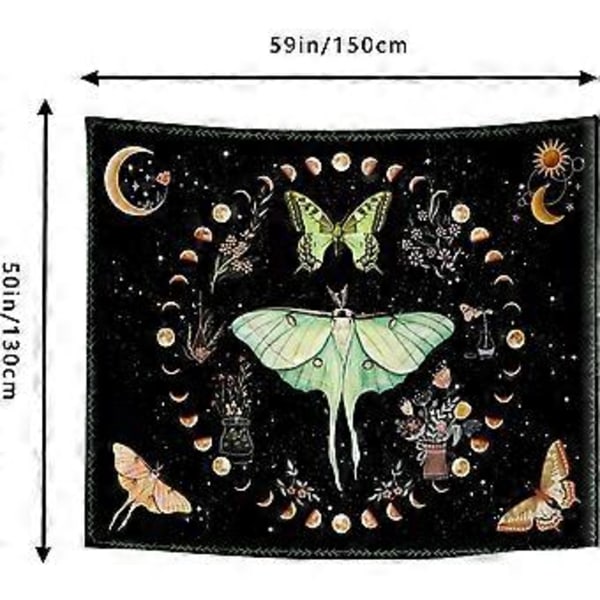 Fjärilstapet Psykedelisk, UV-reaktiv Fluorescerande Tapet för Väggdekoration Vardagsrum (150 cm 130 cm)