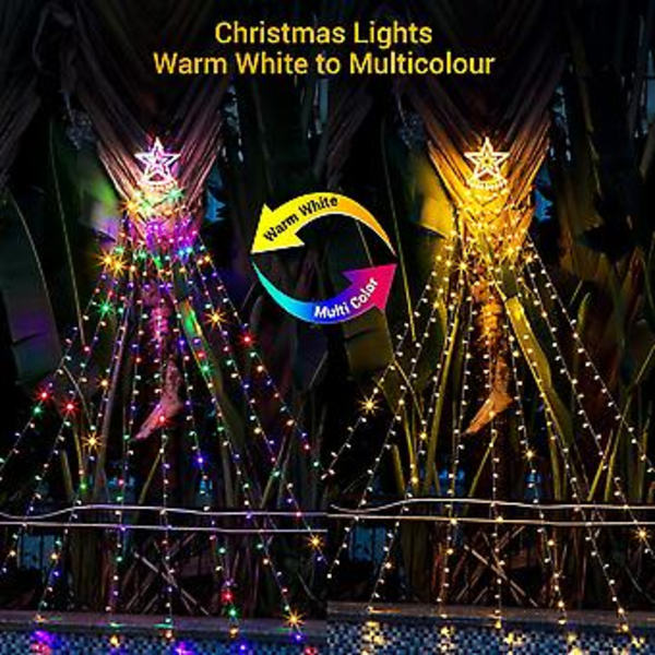 Julgransljus, 350 LED 3,5m Julbelysning, 2 Färgväxlare Julgransljusgirlang 8 Ljuslägen, Inomhus och Utomhus