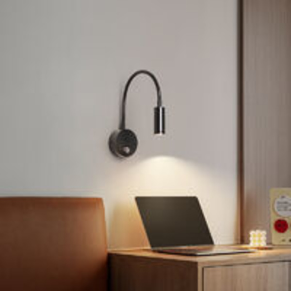 Silver 2-pack svart vägglampa 3W, flexibel arm justerbar vägglampa