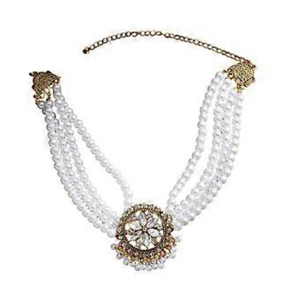 Rhinestone Halskæde Dame Halskæde Statement Alsidig Elegant Halskæde Kæde Kvaster Halskæde til Fødselsdagsfest Brudepige Gave (Hvid)