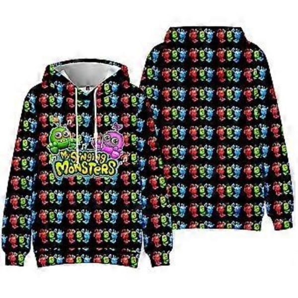 My Singing Monsters 3D-tryckta Hoodies Barn Hooded Sweatshirts Långärmad Tröja med Ficka -NMAOV(8-9 År B)