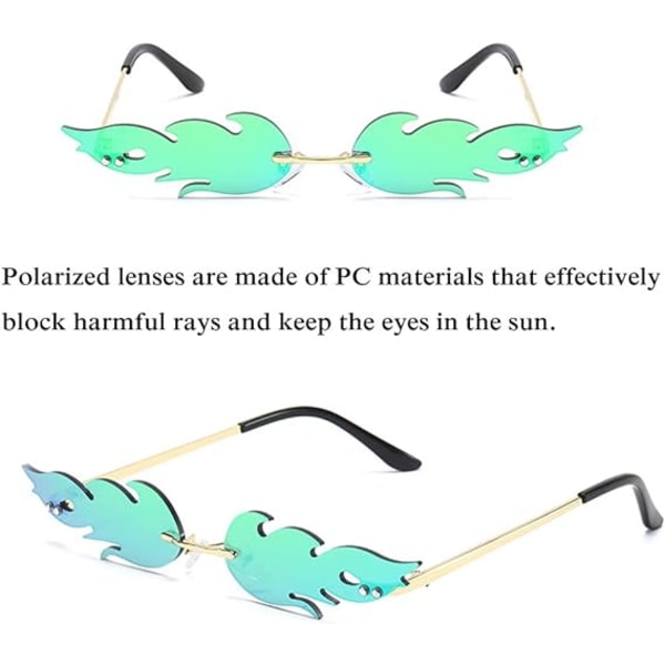 Flammeformede solbriller Metallbrilleinnfatninger for menn，UV400-innfatninger