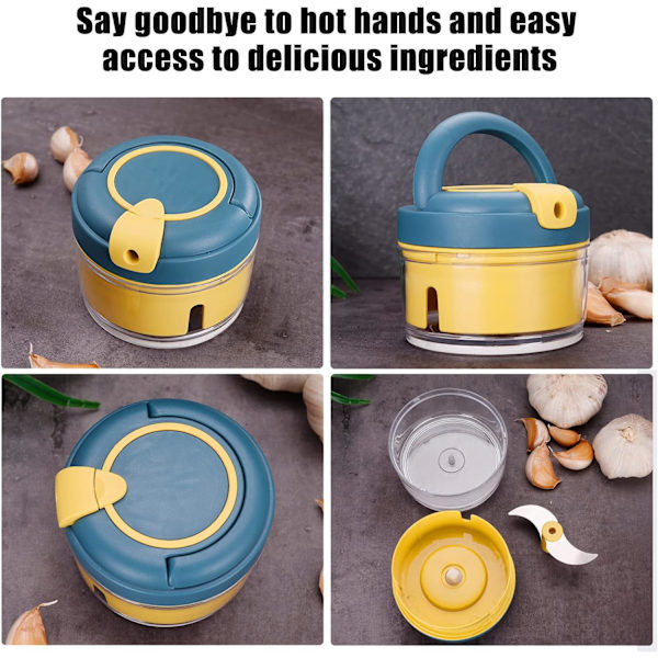 Mini manuell vitlökslökhackare stränghackare chip chop multifunktionshackare lökhackare vitlökspress grönsakshackare manuell mixer vitlökskross köksredskap för ingefära, chili