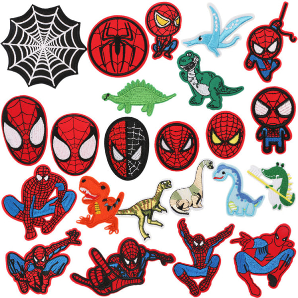 20 stk. assorterte Spider-Man Dinosaur broderte stofflapper