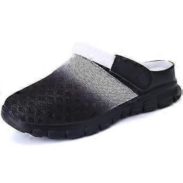 hmwy-herr damtofflor träskor mules sandaler flip-flops skor (40 Svart Vit)