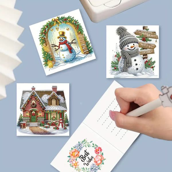 12-delt diamantmaleri julekortsett, DIY kortlagningssett - HK021