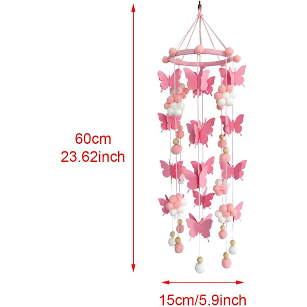 Baby Seng Mobile Sød Butterfly Filtkugle Mobile Loft Mobile H