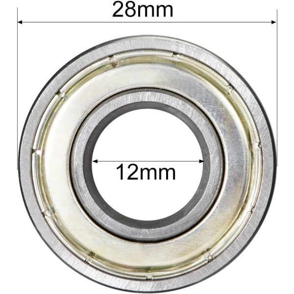 4 st 6001ZZ dubbelsköldat kullager 12 mm x 28 mm x 8 mm kol s