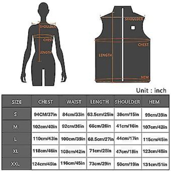 Varmestykke for kvinner med 4 oppvarmingsområder, nakkevarmende jakke USB-lading (XL Blå)